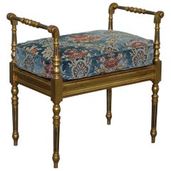 Original Napoleon III Gold-Leaf Painted Bergere Window Seat Bench, circa 1860