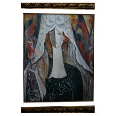 Original Natalia Gontcharova Spanish Woman 1922 Oil on Canvas Painting