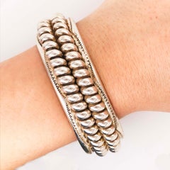 Original Native Tahe Navajo Sterling Silver Vintage Cuff Bracelet Tahe:: Navajo