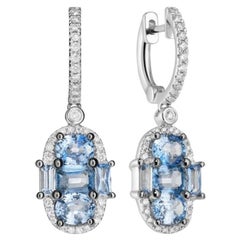 Original Natkina Blue Sapphire Diamond Dangle Lever-Back Earrings for Her