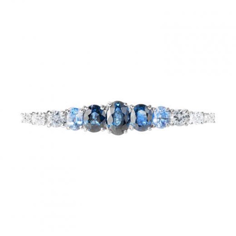 Modern Original Natkina Blue Sapphire Diamond Elegant Brooch for Her For Sale