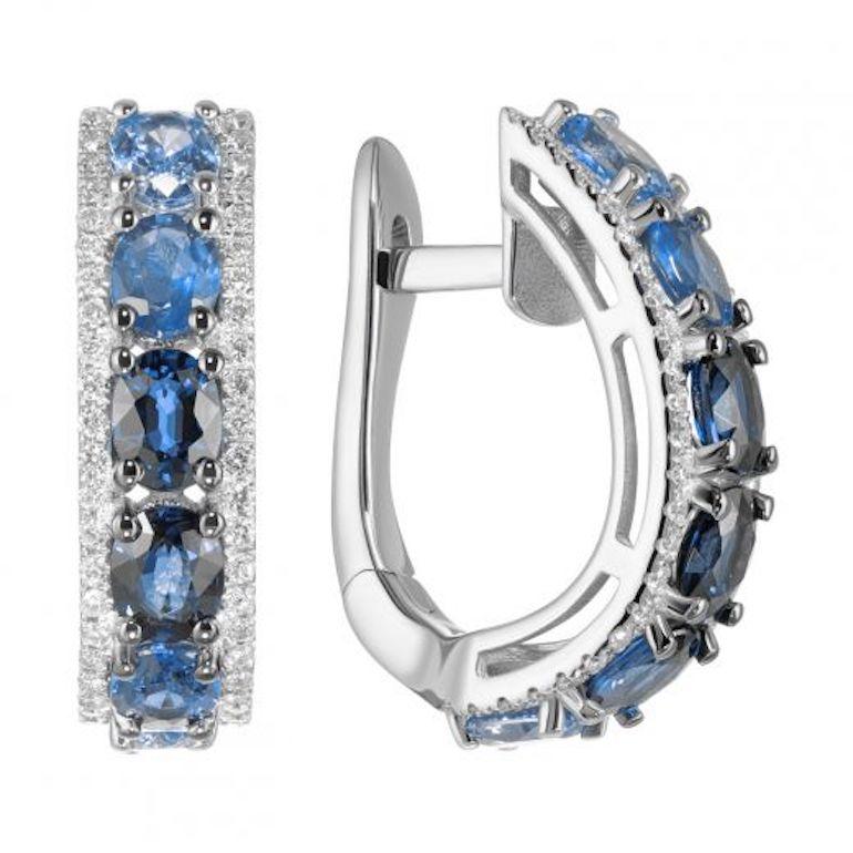 Modern Original Natkina Blue Sapphire Diamond Lever-Back Earrings for Her For Sale
