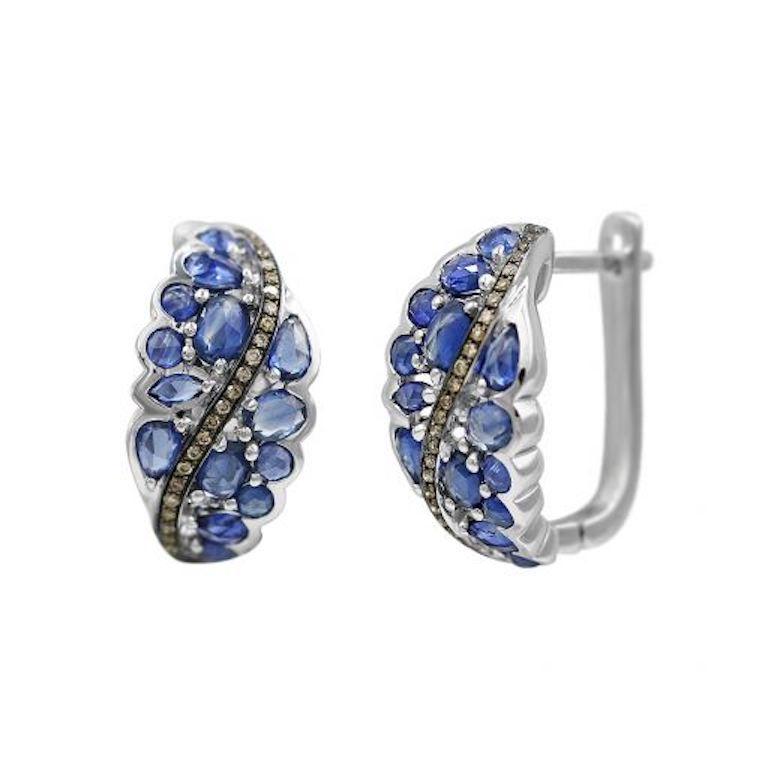 Original Natkina Klappbrisur-Ohrringe mit blauem Saphir und Diamant für Sie (Moderne) im Angebot
