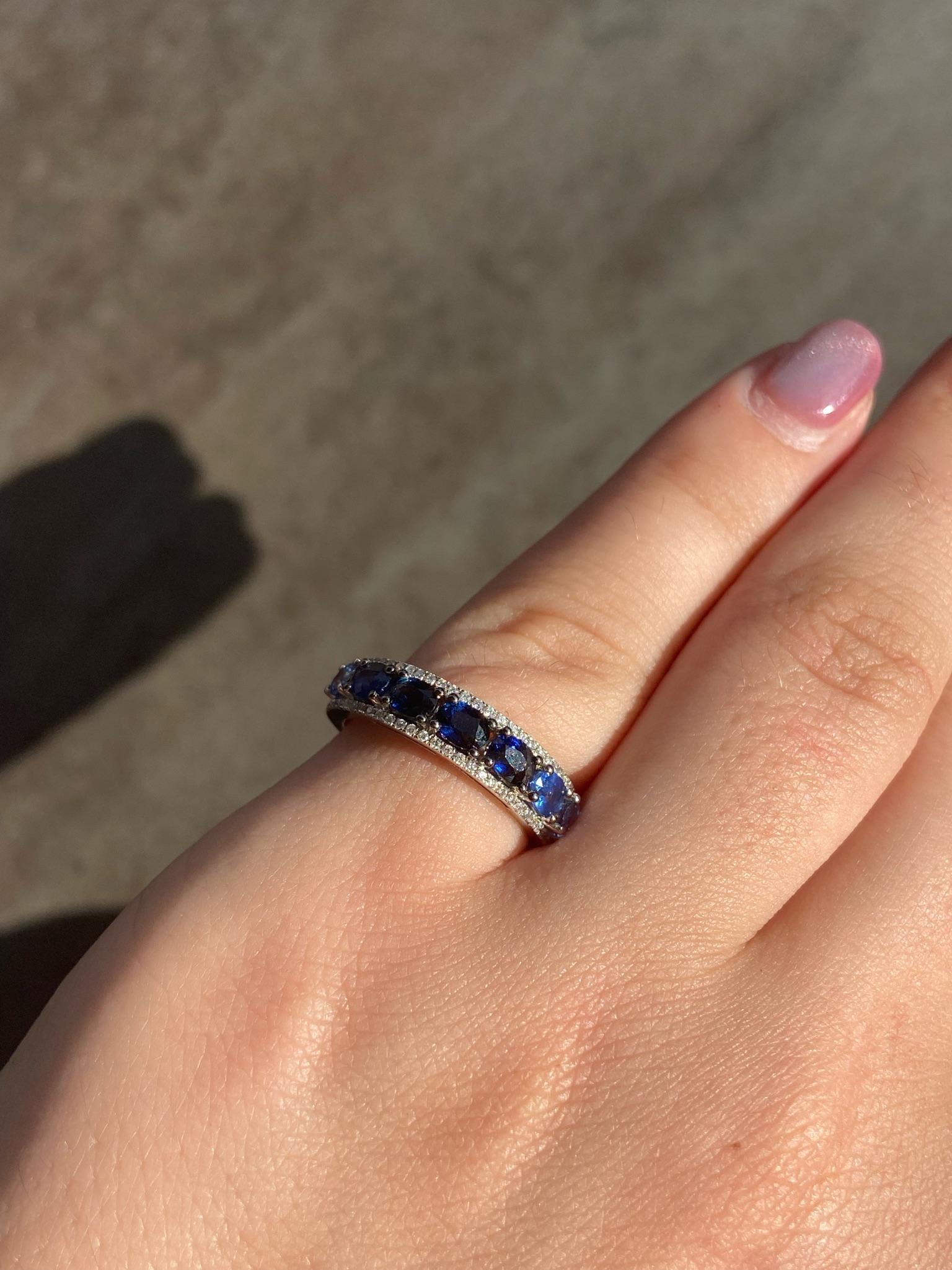 Modern Original Natkina Blue Sapphire Diamond Ring for Her For Sale