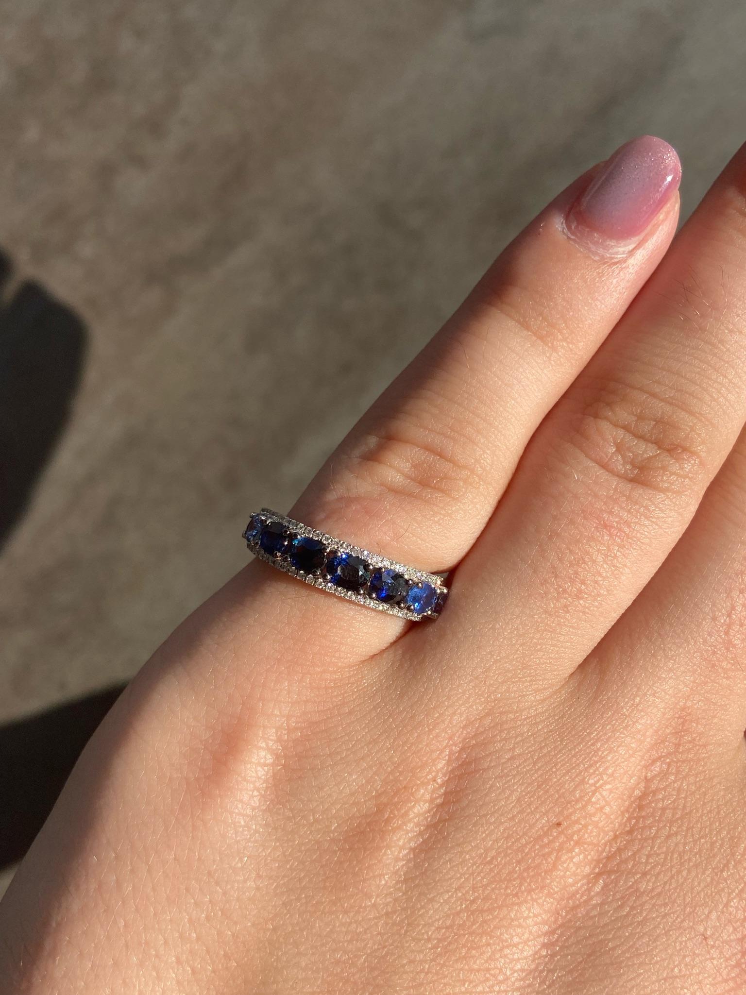 Round Cut Original Natkina Blue Sapphire Diamond Ring for Her For Sale
