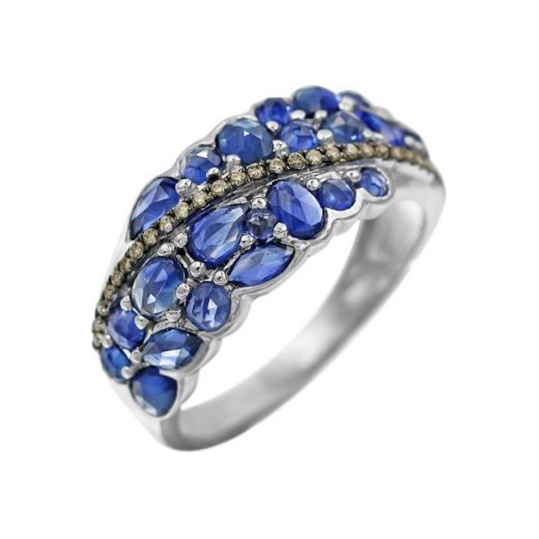 Modern Original Natkina Blue Sapphire Diamond White Gold Ring for Her For Sale