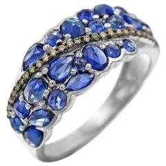 Original Natkina Weißgold-Ring mit blauem Saphir und Diamant für Sie
