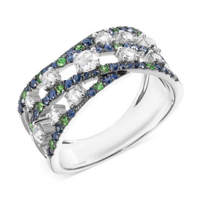 Ring White Gold 14 K (Matching Earrings Available)
Diamond 76-RND 57-0,47-4/6
Tsavorite
Blue Sapphire
Weight 5.68 grams
US size 6.5


With a heritage of ancient fine Swiss jewelry traditions, NATKINA is a Geneva based jewellery brand, which creates