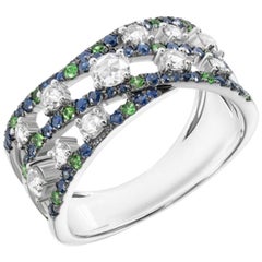 Original Natkina Blue Sapphire Tsavorite Diamond Ring for Her