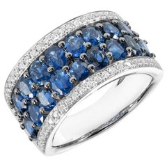 Original Natkina Blue Sapphire Wide Diamond Ring for Her