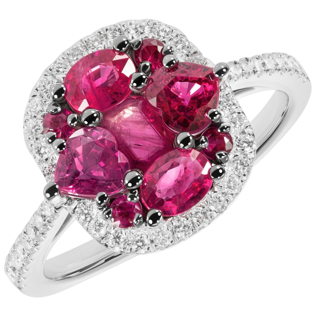 Original Natkina Red Ruby Diamond Romantic Gift Ring for Her For Sale