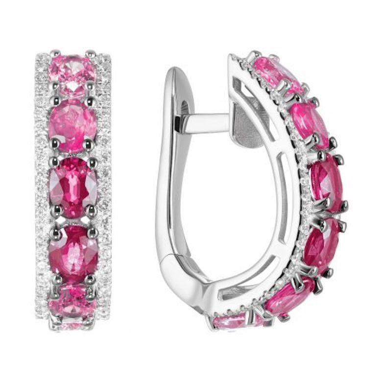 Original Natkina Klappbrisur-Ohrringe, roter Rubin, rosa Saphir, Diamant, Original (Moderne) im Angebot