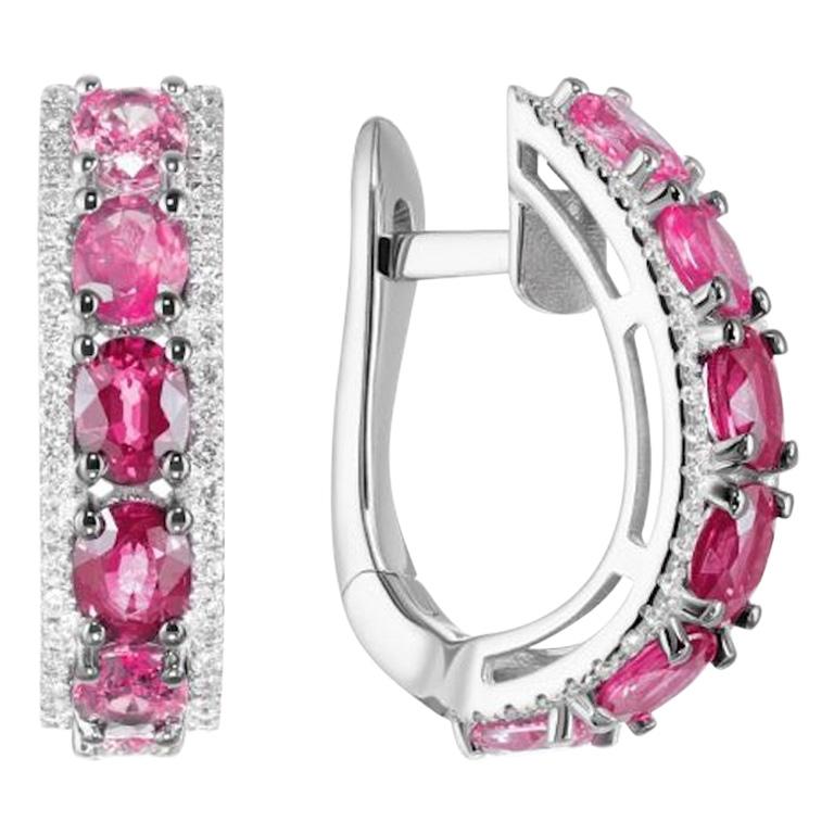 Original Natkina Klappbrisur-Ohrringe, roter Rubin, rosa Saphir, Diamant, Original im Angebot