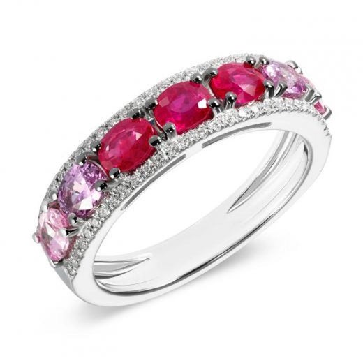 Original Natkina Red Ruby Pink Sapphire Diamond White Gold Ring Her For  Sale at 1stDibs