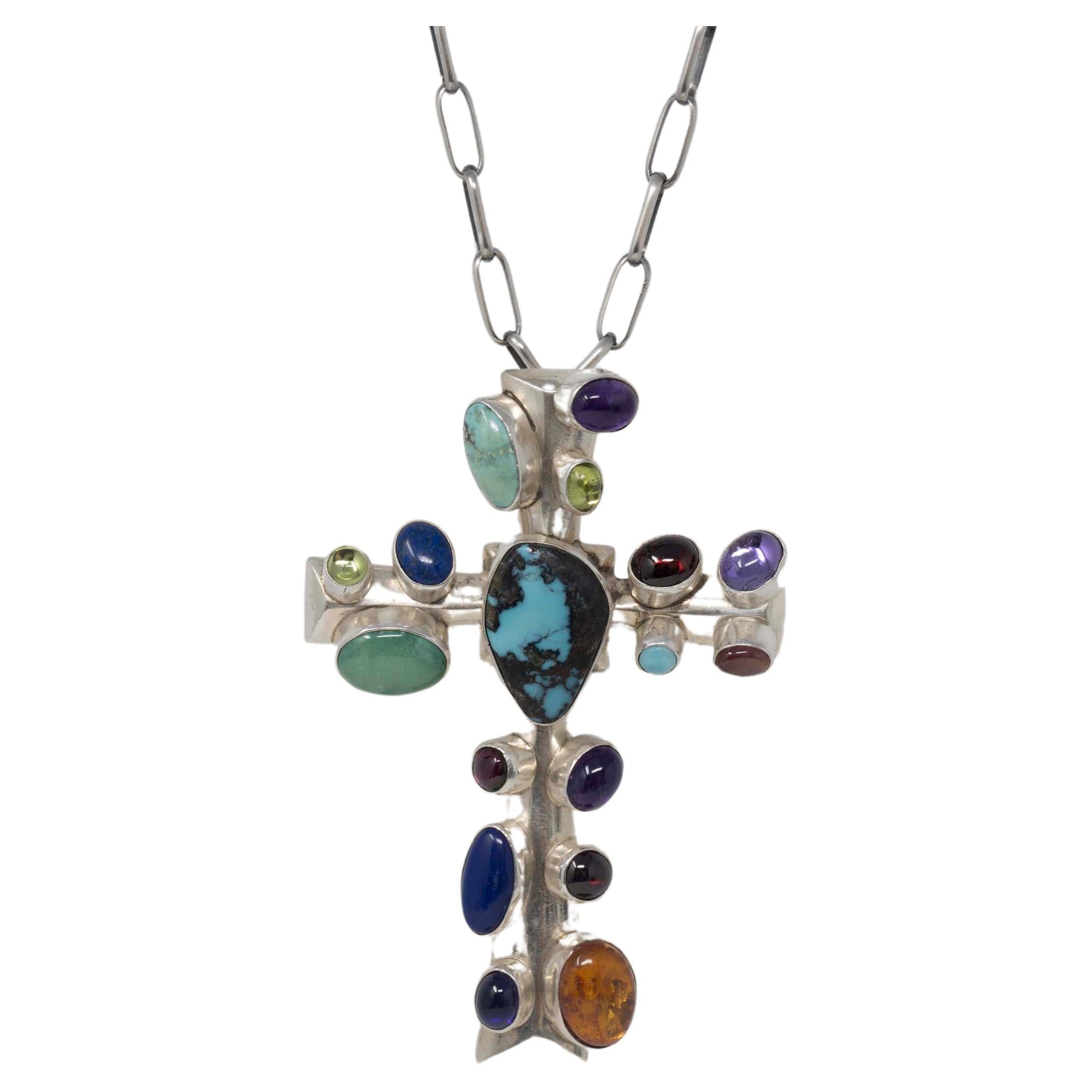 Original Navajo Sterling Silver Cross & Chain by Nakai