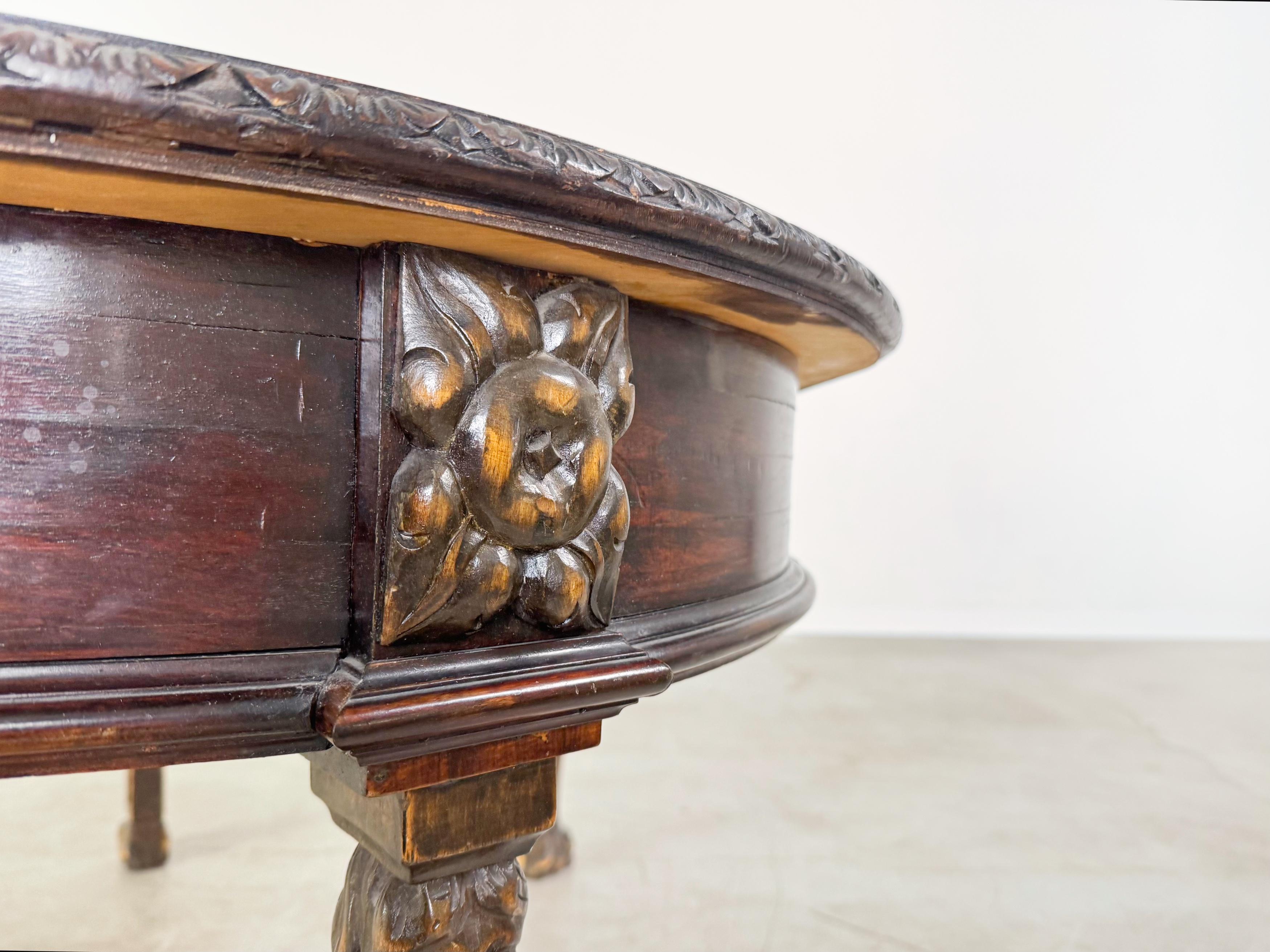 Original Neobarock Esstisch Holz Schnitzerei antik Tisch en venta 4