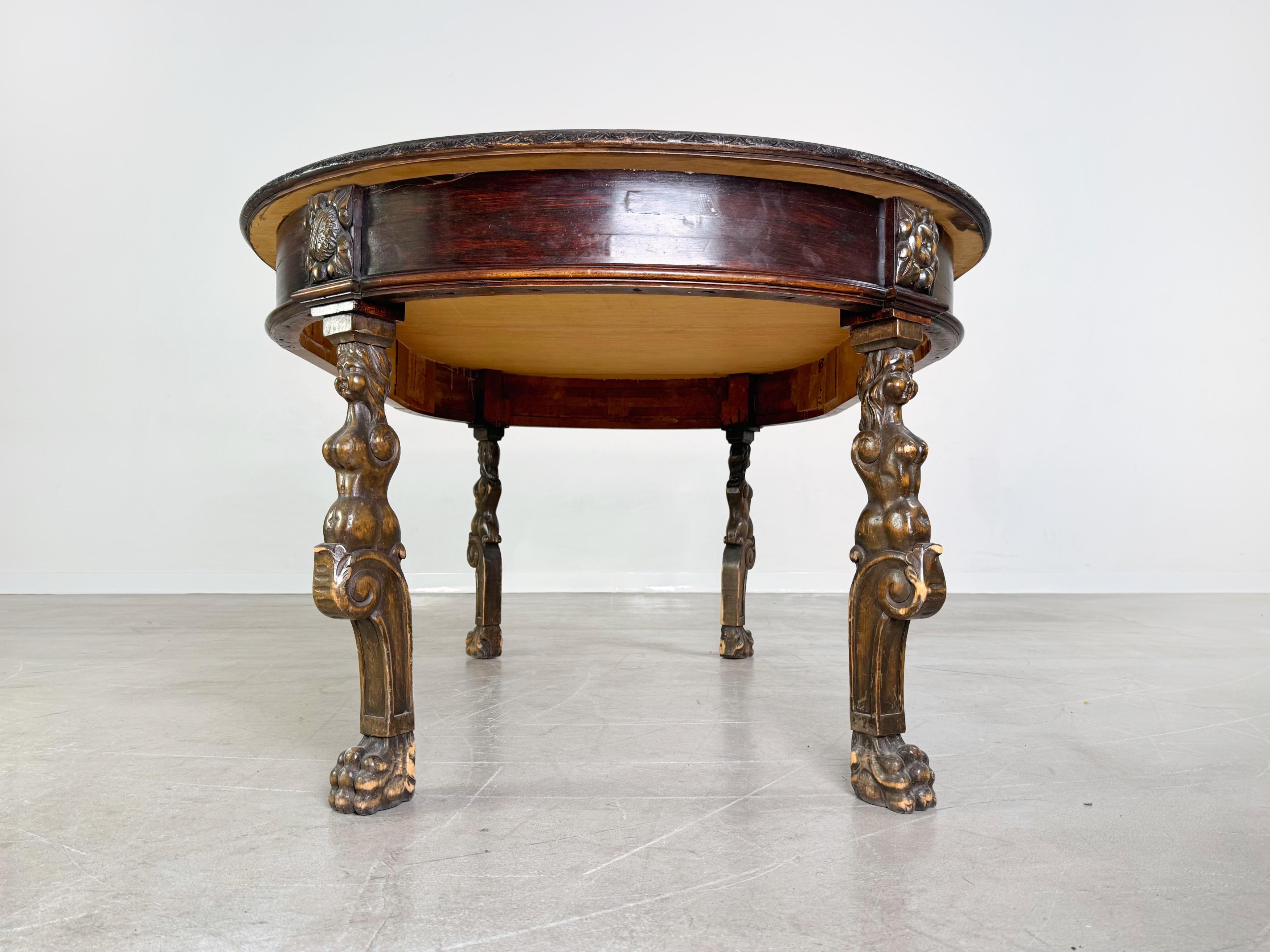 Original Neobarock Esstisch Holz Schnitzerei antik Tisch Mediados del siglo XIX en venta
