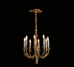 Original Neoclassical Austrian Mastercraft Brass Parlor Chandelier