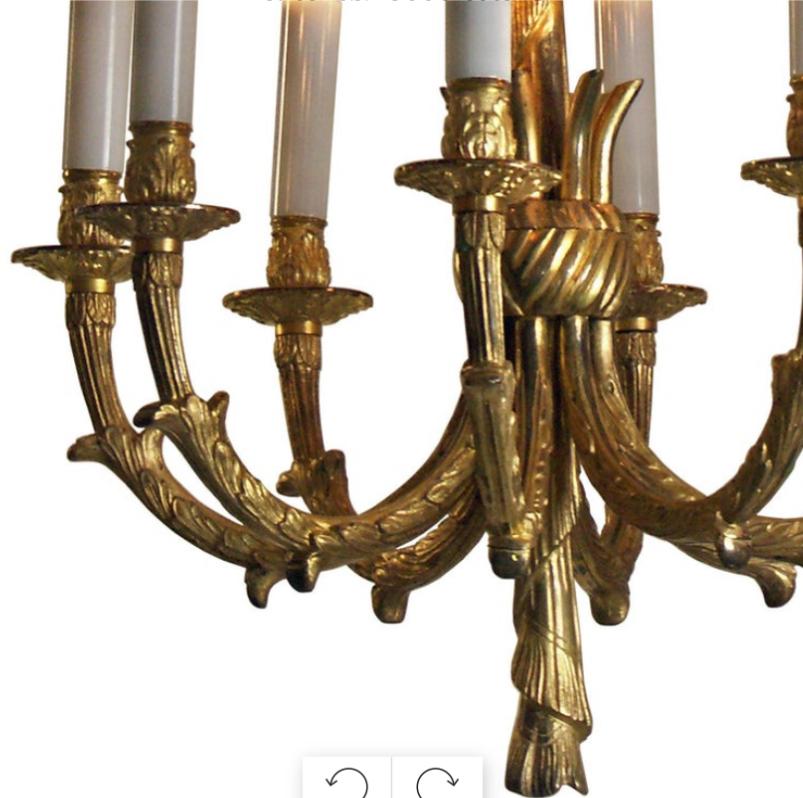 Neobarocco Lampadario da salotto originale neoclassico austriaco in ottone Mastercraft in vendita