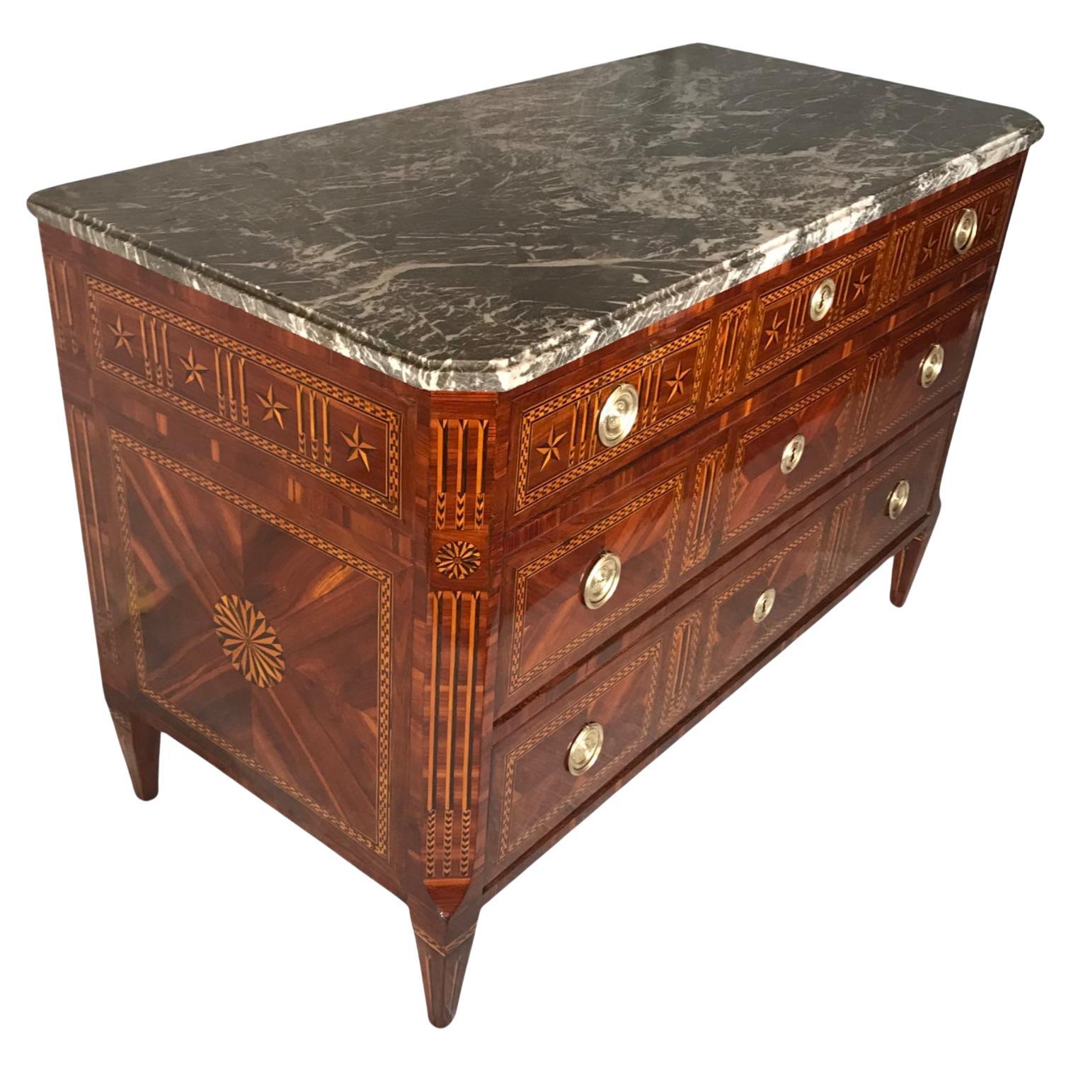 Cassettone neoclassico originale con piano in marmo, Francia, 1780 in vendita