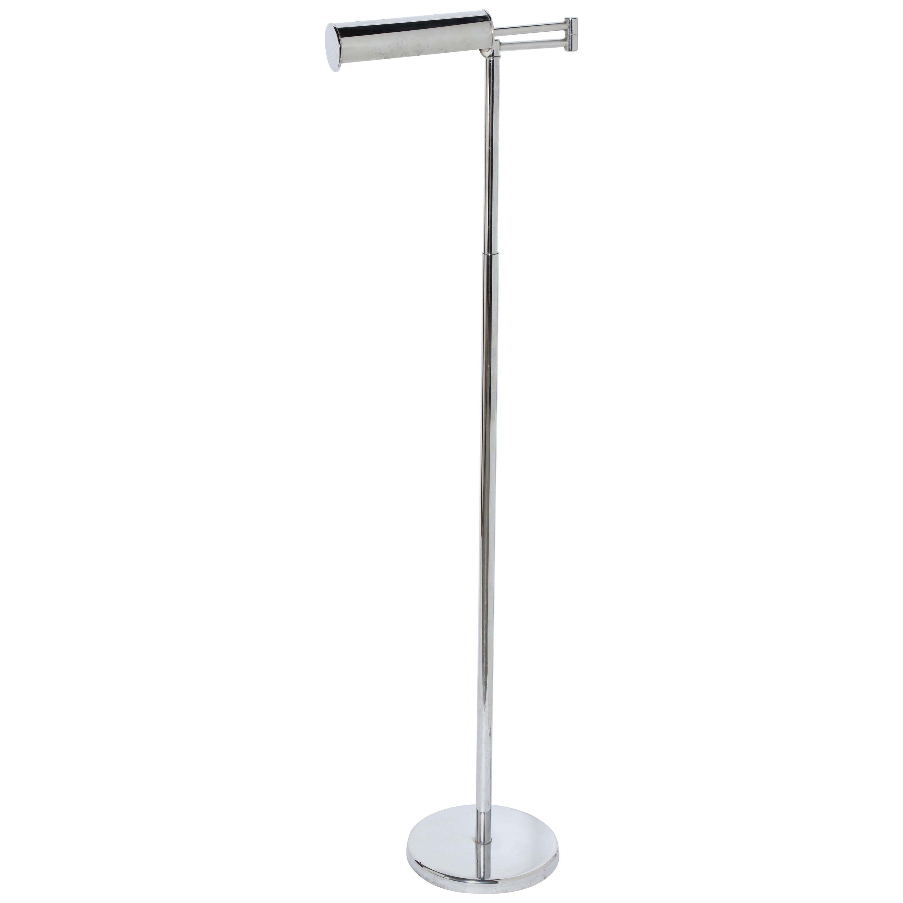 Original Nessen Studios Chrome Swing Arm Reading Floor Lamp, 1960s