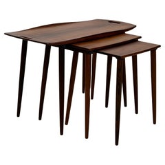 Original nesting tables in rosewood by Jens Harald Quistgaard, Denmark.