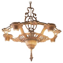 Original New Yorker Art-Déco-Metallkronleuchter im Art déco-Stil, 1925