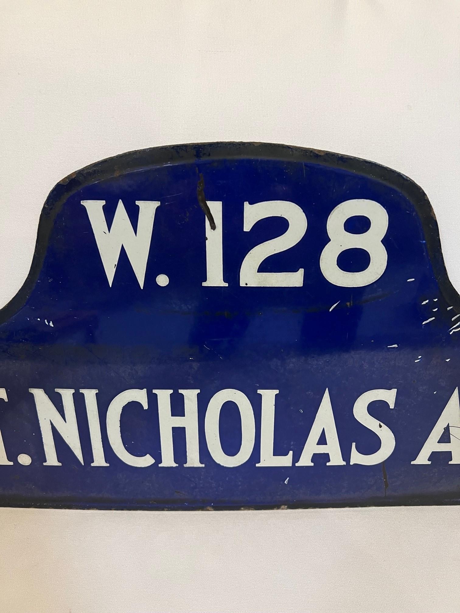 American Original New York City Porcelain Over Metal Enamel Street Sign St. Nicholas
