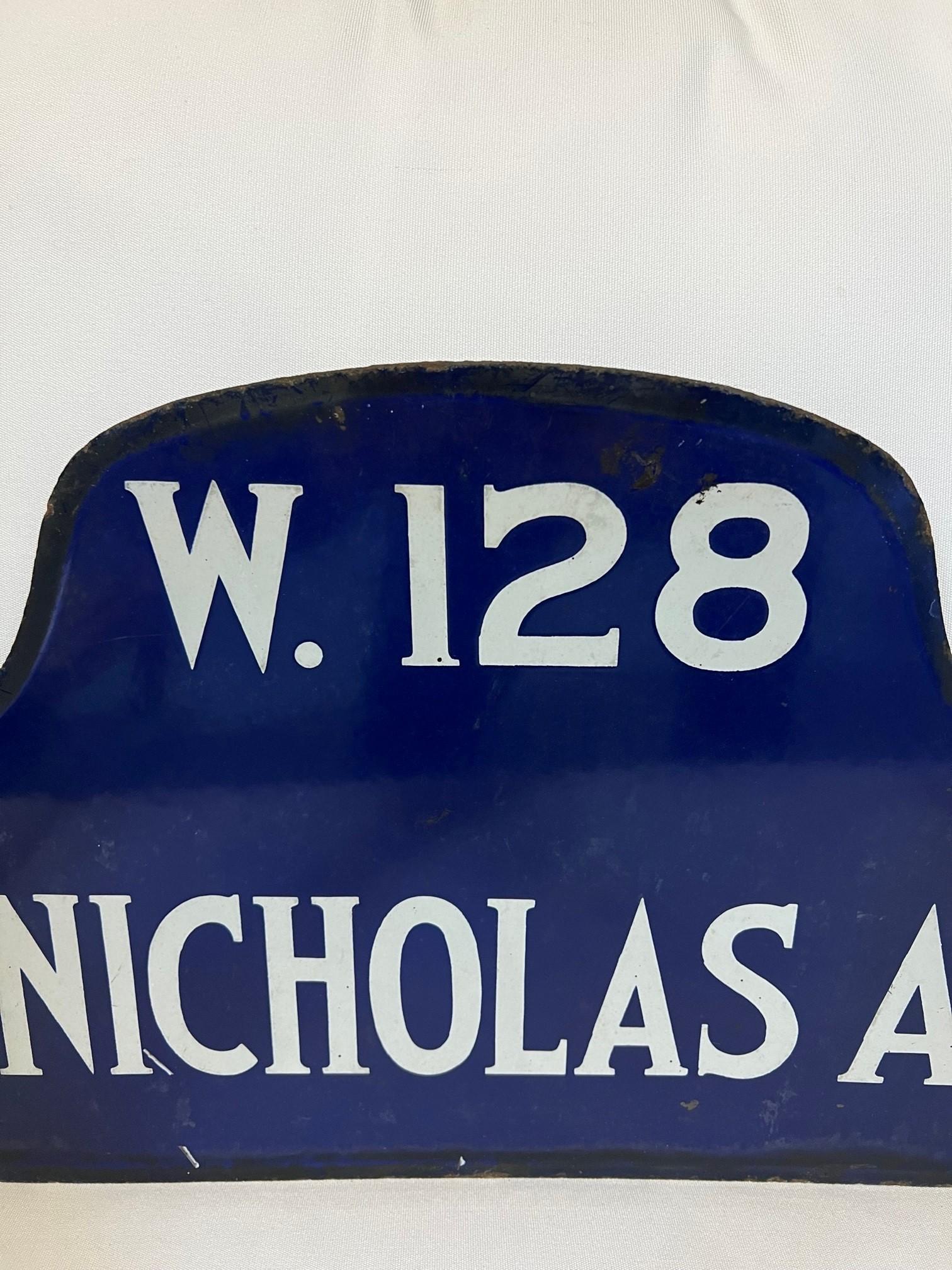 Original New York City Porcelain Over Metal Enamel Street Sign St. Nicholas 1