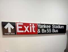Original New York City Subway Station Exit Sign, Yankee Stadium & Bx. 55 Bus