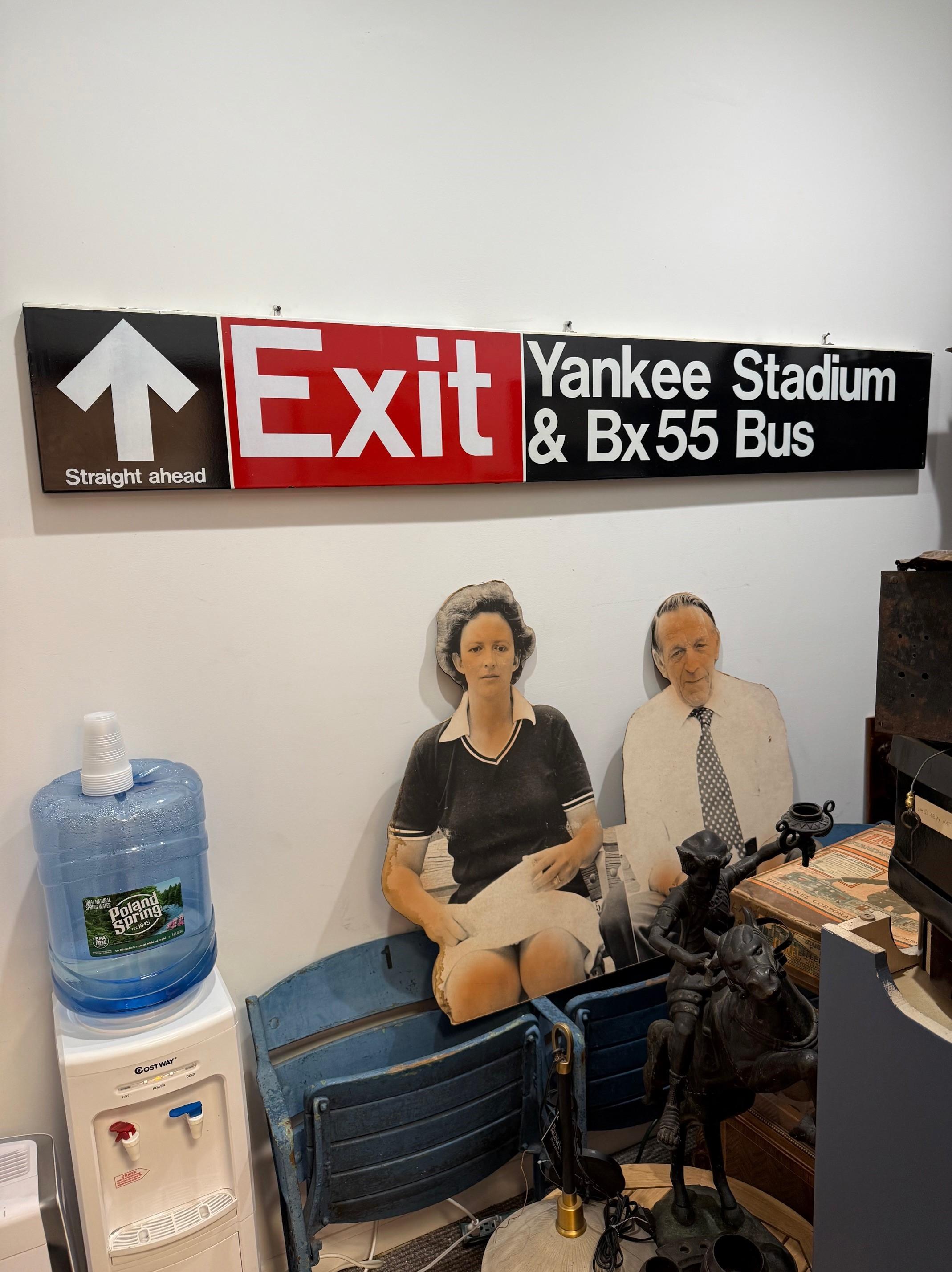 American Original New York City Subway Station Exit Sign, Yankee Stadium & Bx. 55 Bus For Sale