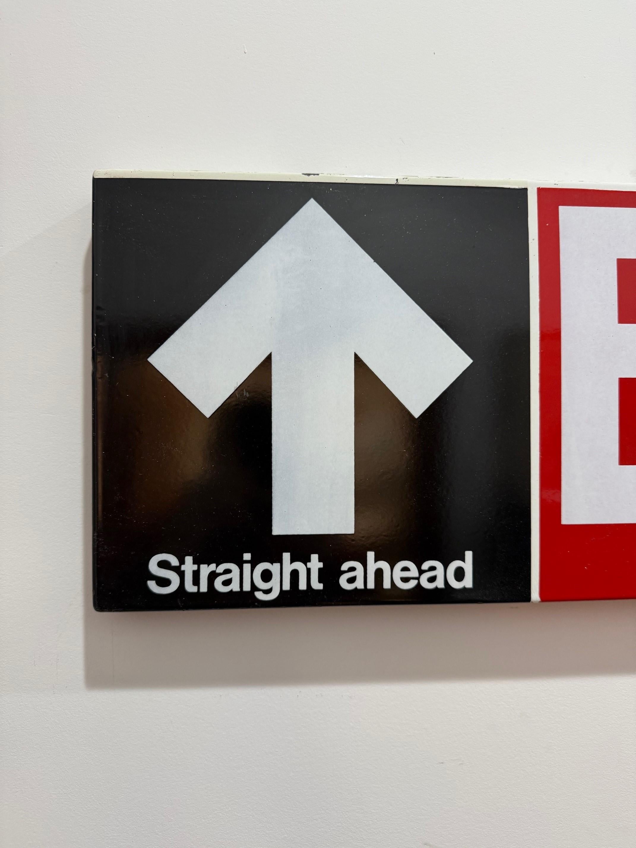 Original New York City Subway Station Exit Sign, Yankee Stadium & Bx. 55 Bus In Good Condition For Sale In Stamford, CT