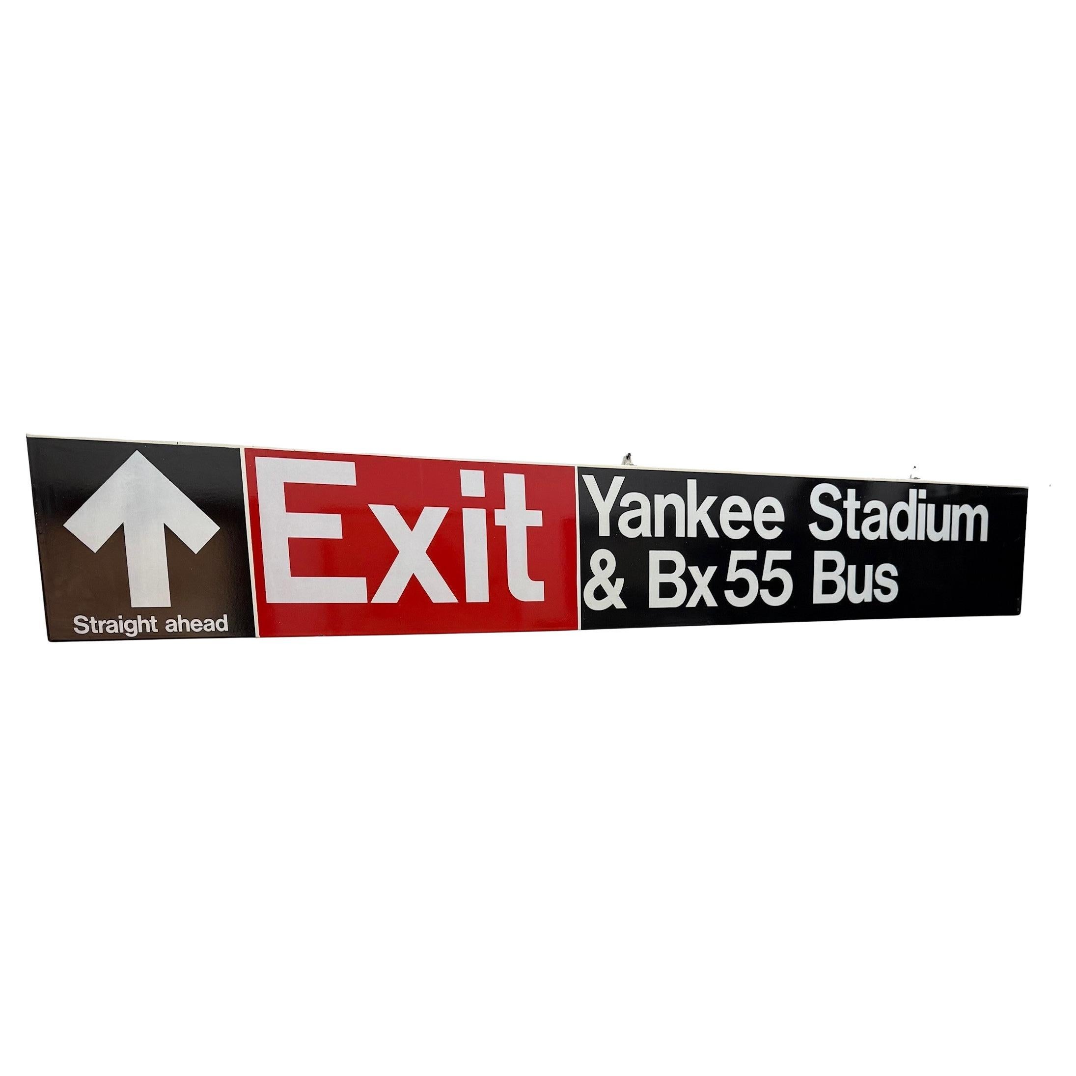 Original New York City Subway Station Exit Sign, Yankee Stadium & Bx. 55 Bus
