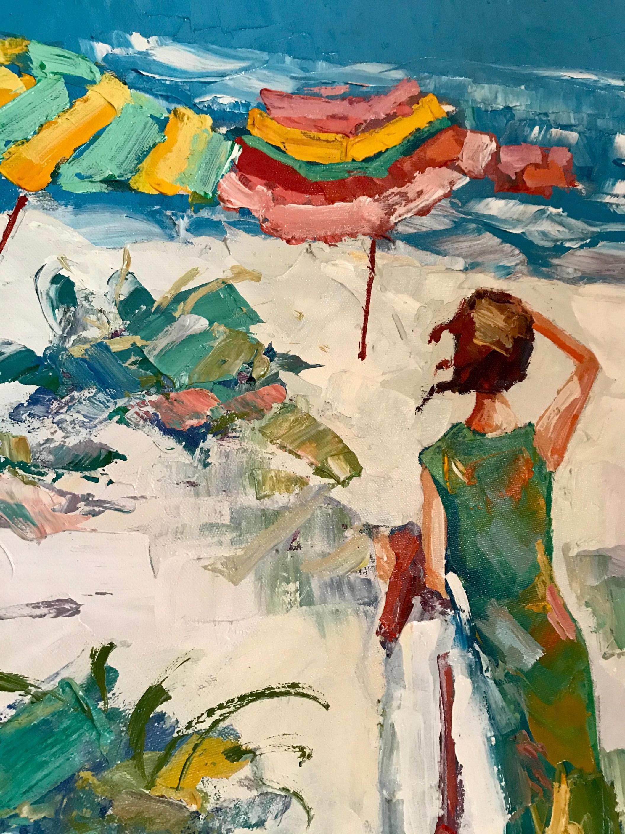 Nicola Simbari after Oil Painting of Figure in Mediterranean Landscape In Excellent Condition In Vero Beach, FL