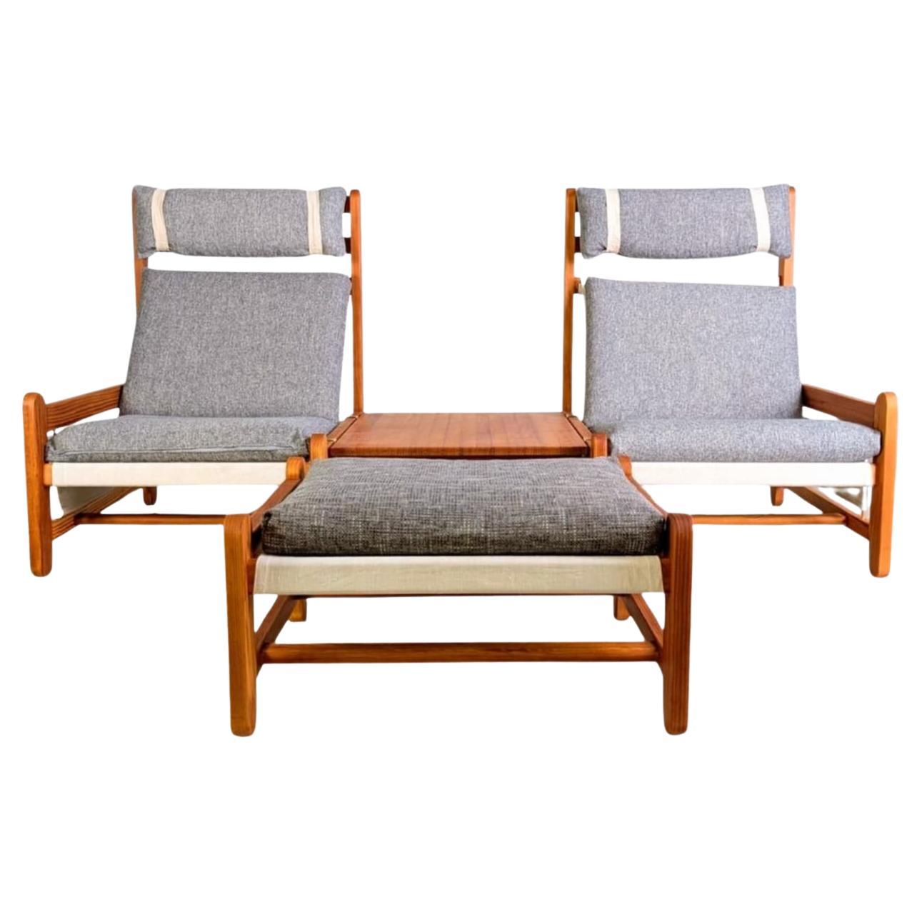 Original Niels Eilersen Midcentury Sofa Couch Sessel mit Ottoman in vendita