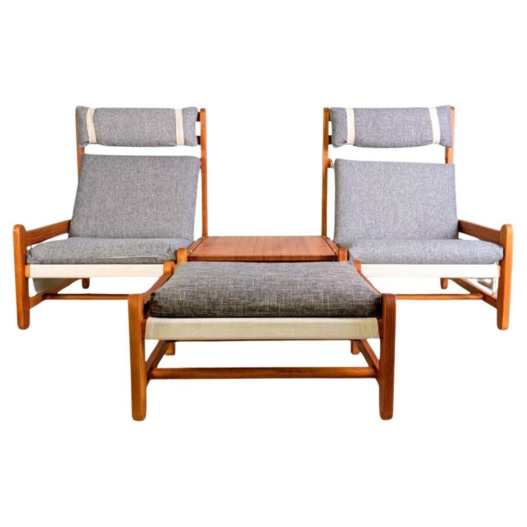 Original Niels Eilersen Midcentury Sofa Couch Sessel mit Ottoman