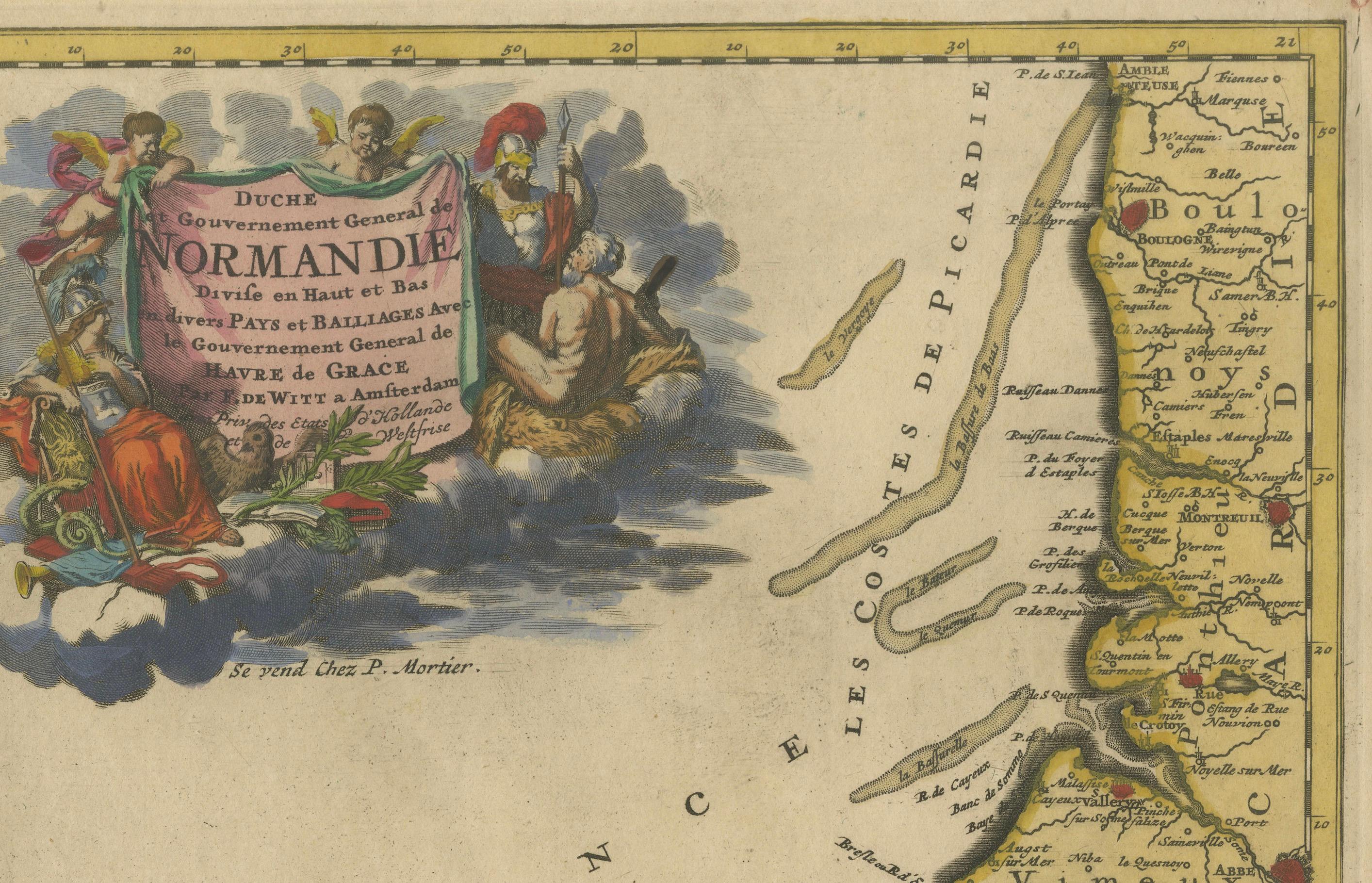 Mapa original de Normandía de Frederick de Wit, 1705, con inserción de las Islas Anglonormandas principios del siglo XVIII en venta