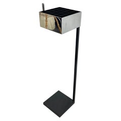 Original NOS Modernist Cubic BAUHAUS Metal Ashtray Stand, Germany, 1960s