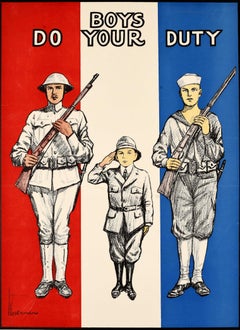 Original ntique World War One Home Front Poster USA Boys Do Your Duty WWI