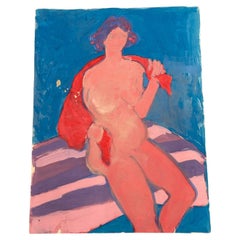 Vintage Original Nude Artwork of Pink Woman by Jean Olds