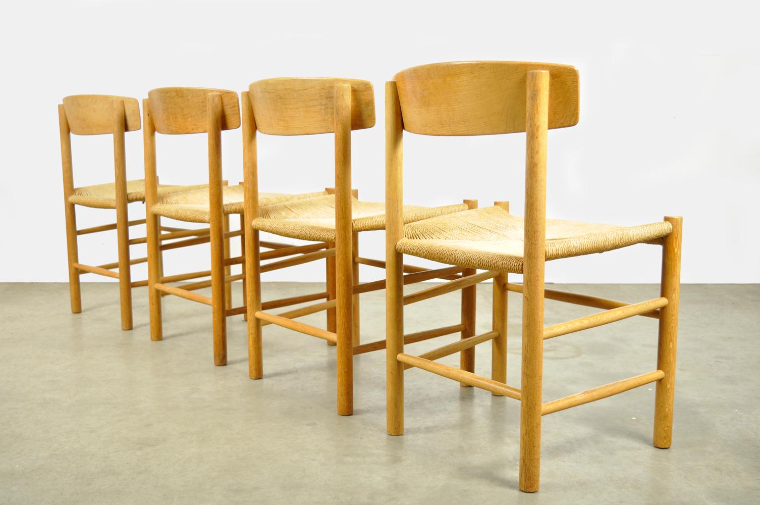 Woven Original Oak Dining Chairs J39, by Børge Mogensen for F.D.B. Mobler, 1960