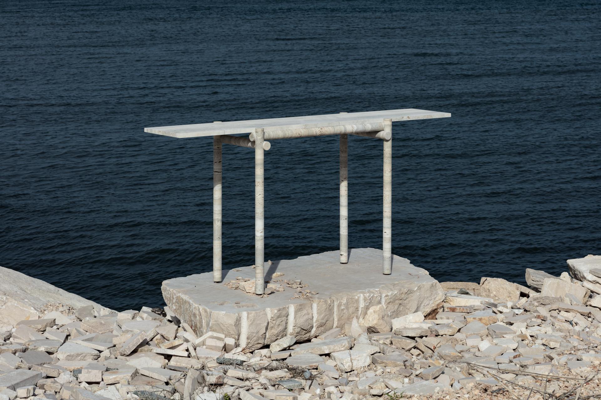 Original Ocean Travertine Console by Clement Brazille 9