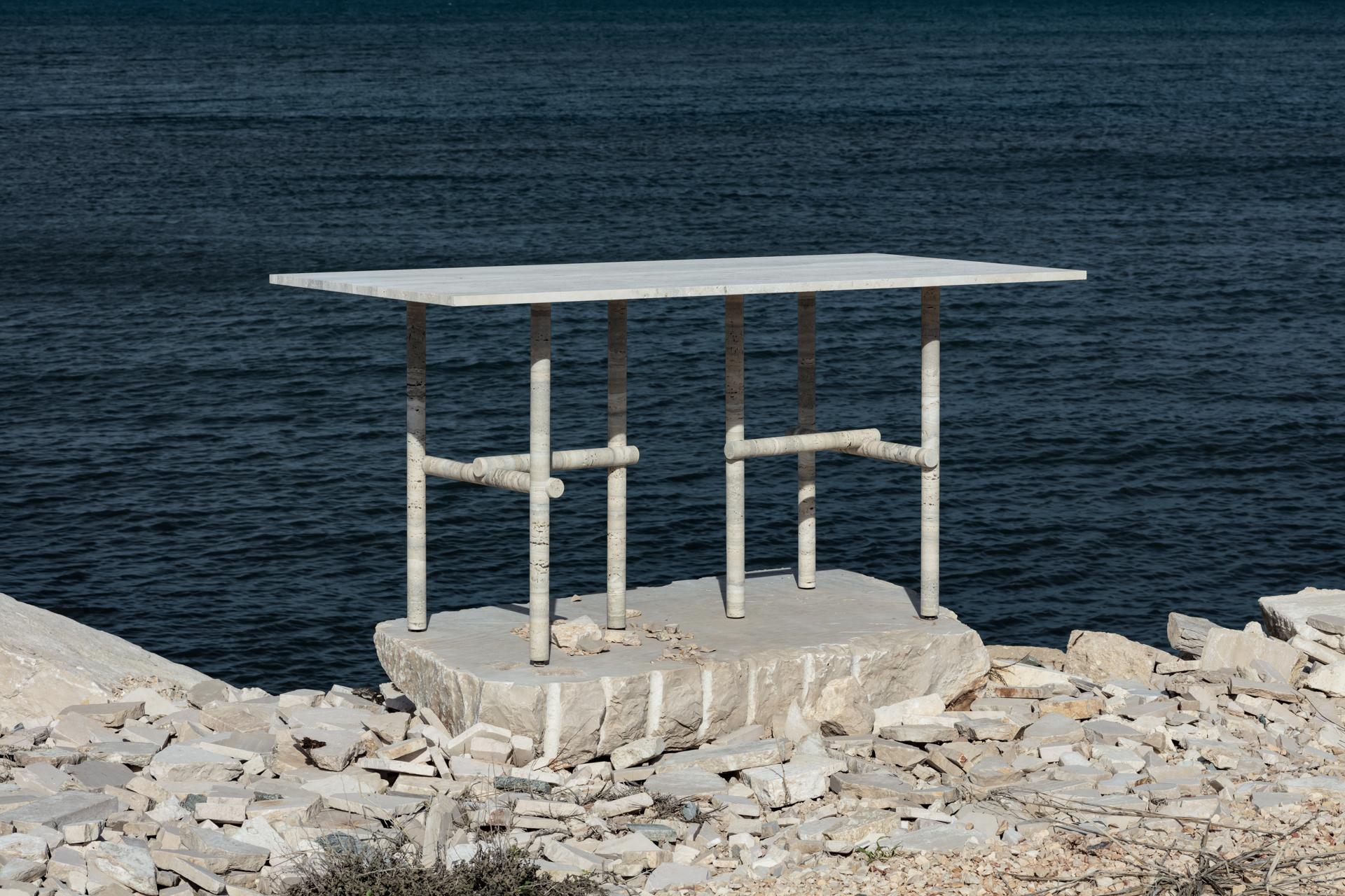 Original Ocean travertine desk by Clement Brazille
Material : Ocean travertine stone
Dimensions : 160 x 75 x 74 cm
Signed and numbered by Clément Brazille

Other dimensions or stones could be ordered for unique creations.

 Clement Brazille