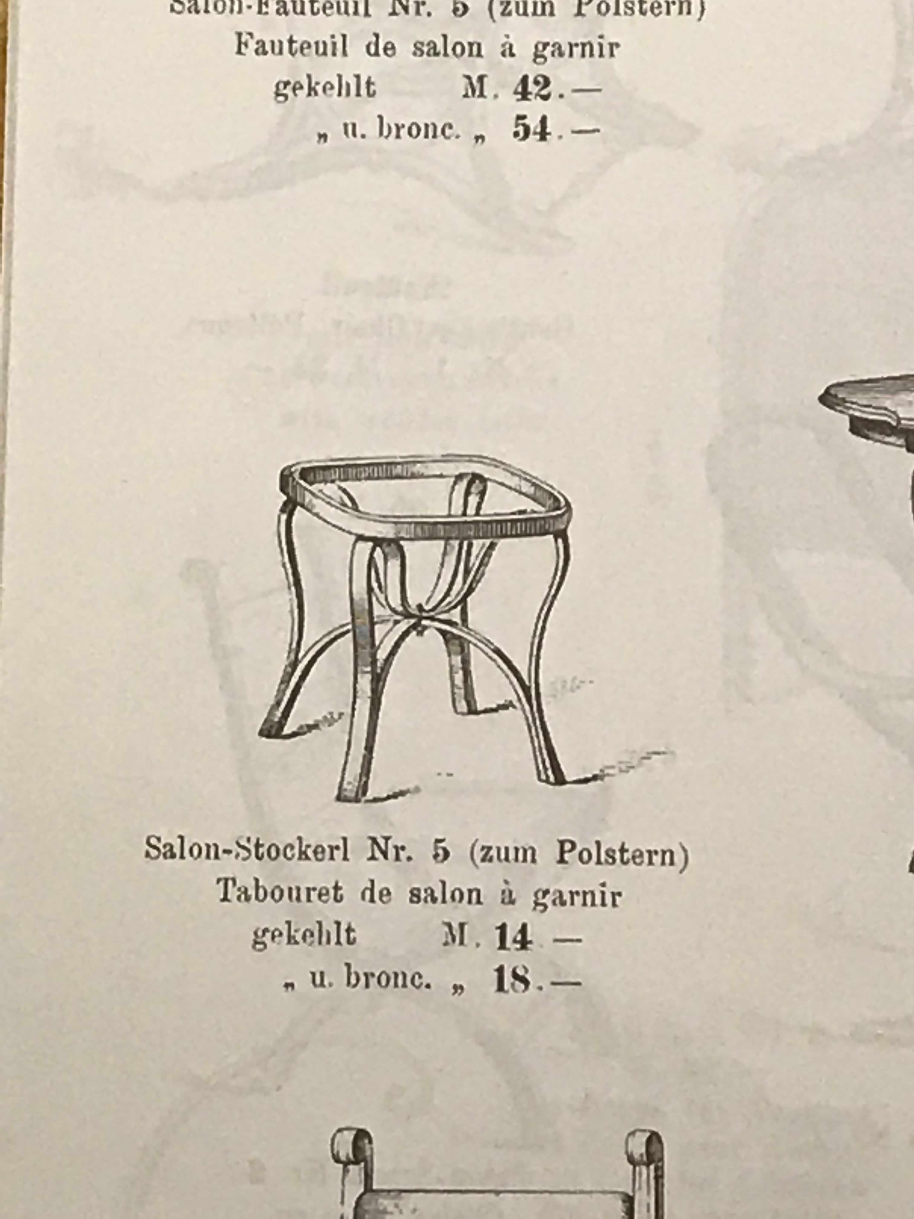 Original der Zeit, Seltener J.&J. Thonet Hocker, Ende 19. Jahrhundert, 1880 (Handgefertigt) im Angebot