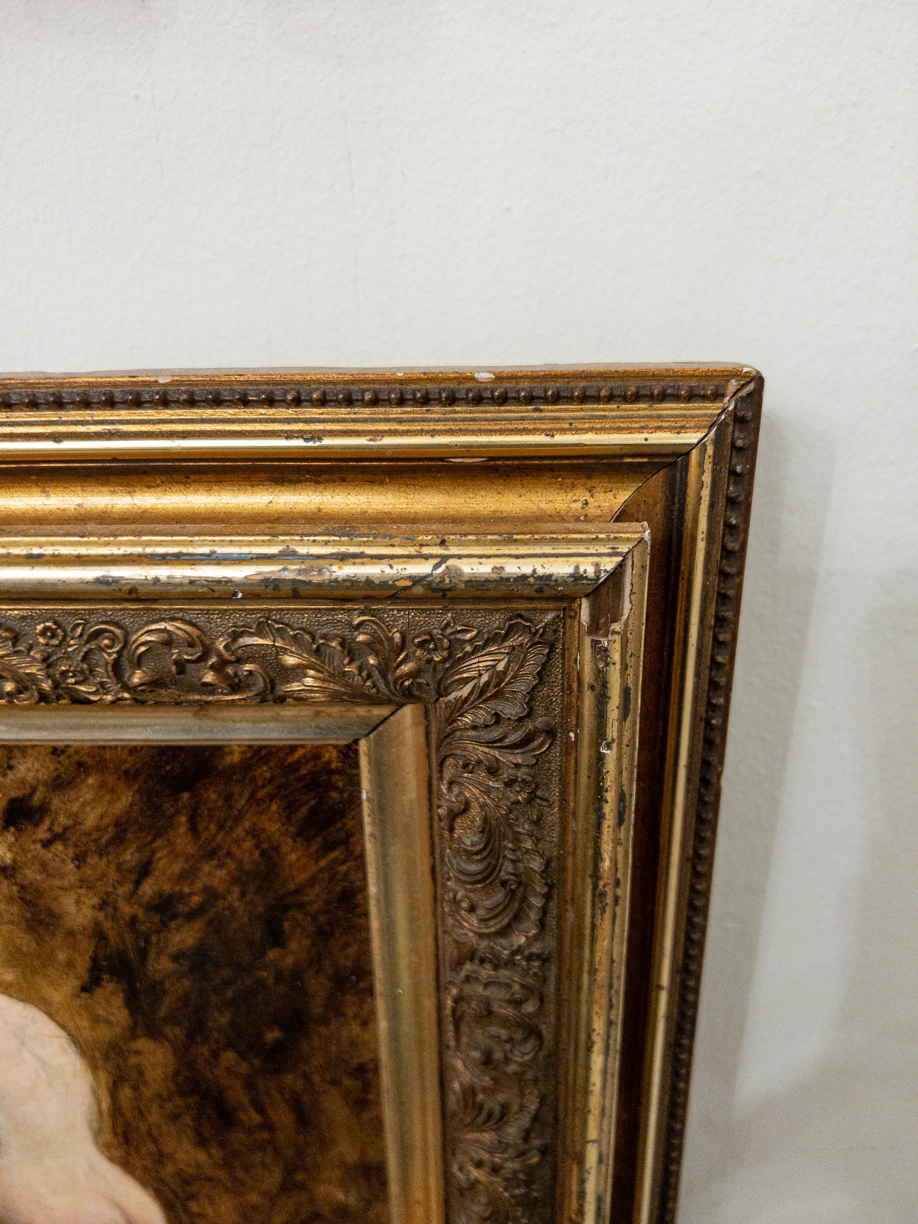 Original Oil Nude 19th Century French in Gilt Frame In Good Condition For Sale In Houston, TX