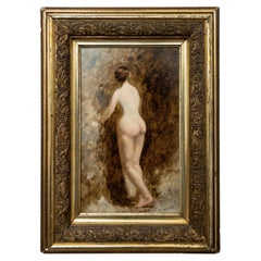 Antique Original Oil Nude 19th Century French in Gilt Frame