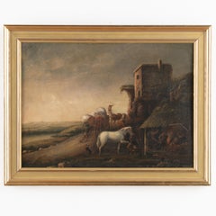 Original Oil on Board Painting of Italian Village, Italy circa 1800-20