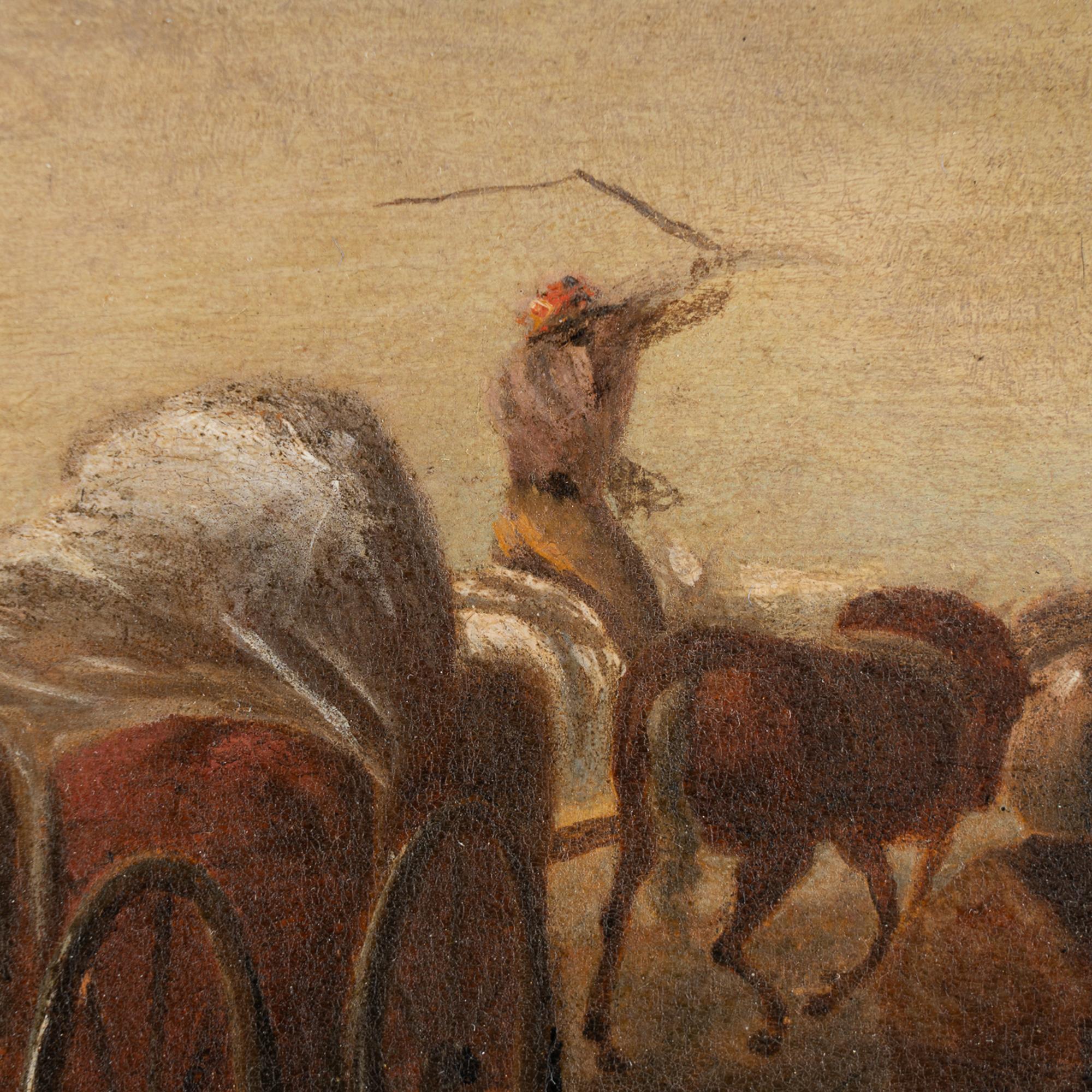 XIXe siècle Peinture originale à l'huile sur carton représentant un village italien, Italie vers 1800-20 en vente