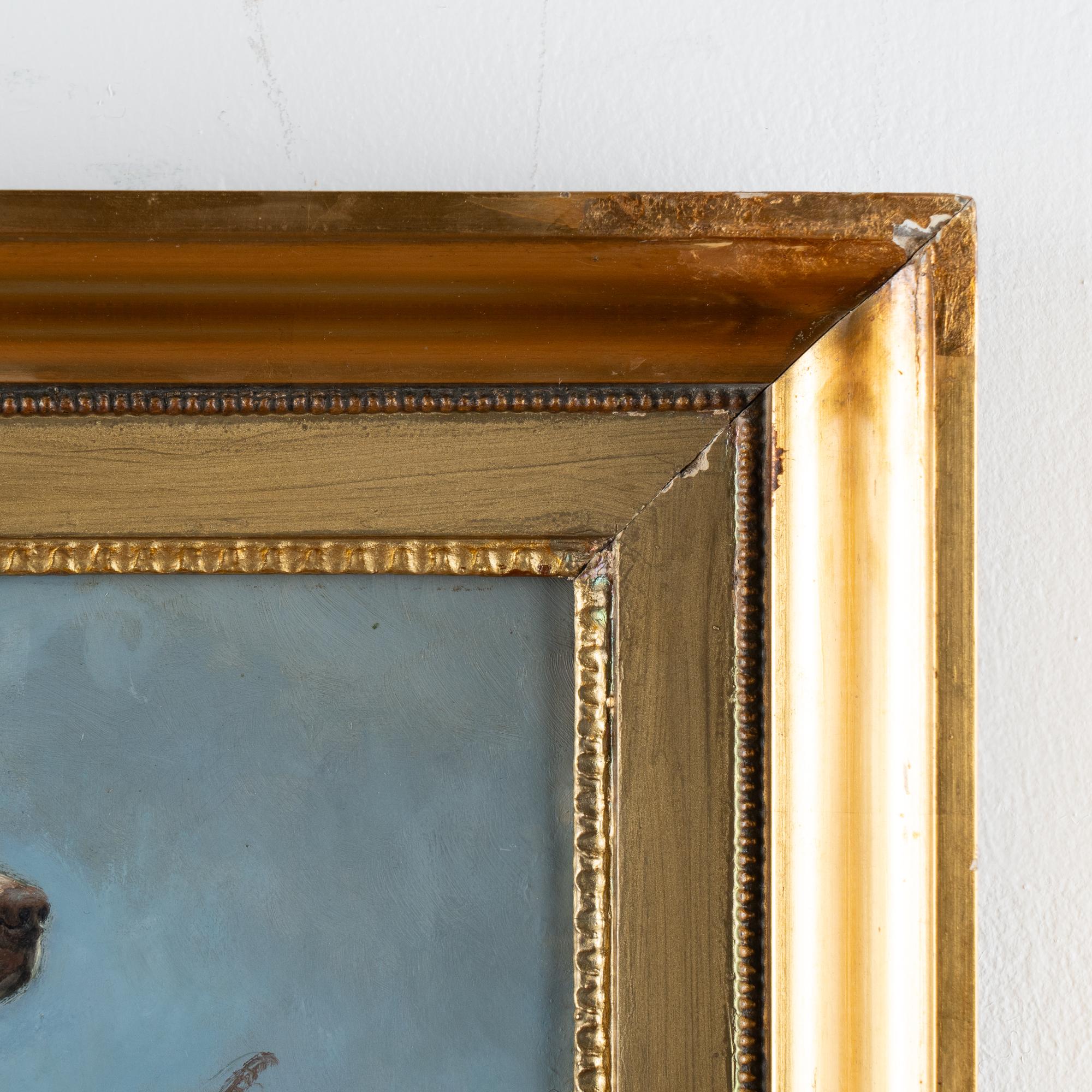 Original Oil on Board Painting of Pointer Dog, signed Simon Simonsen, 1896 In Good Condition In Round Top, TX