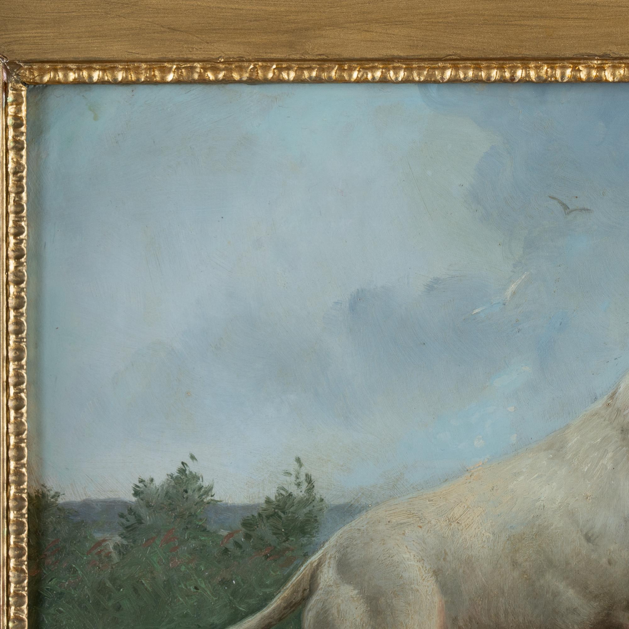 Original Oil on Board Painting of Pointer Dog, signed Simon Simonsen, 1896 1